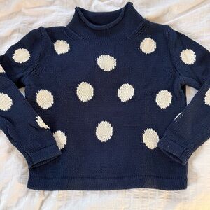 J. Crew Roll Neck Navy and White Polka Dot Sweater
